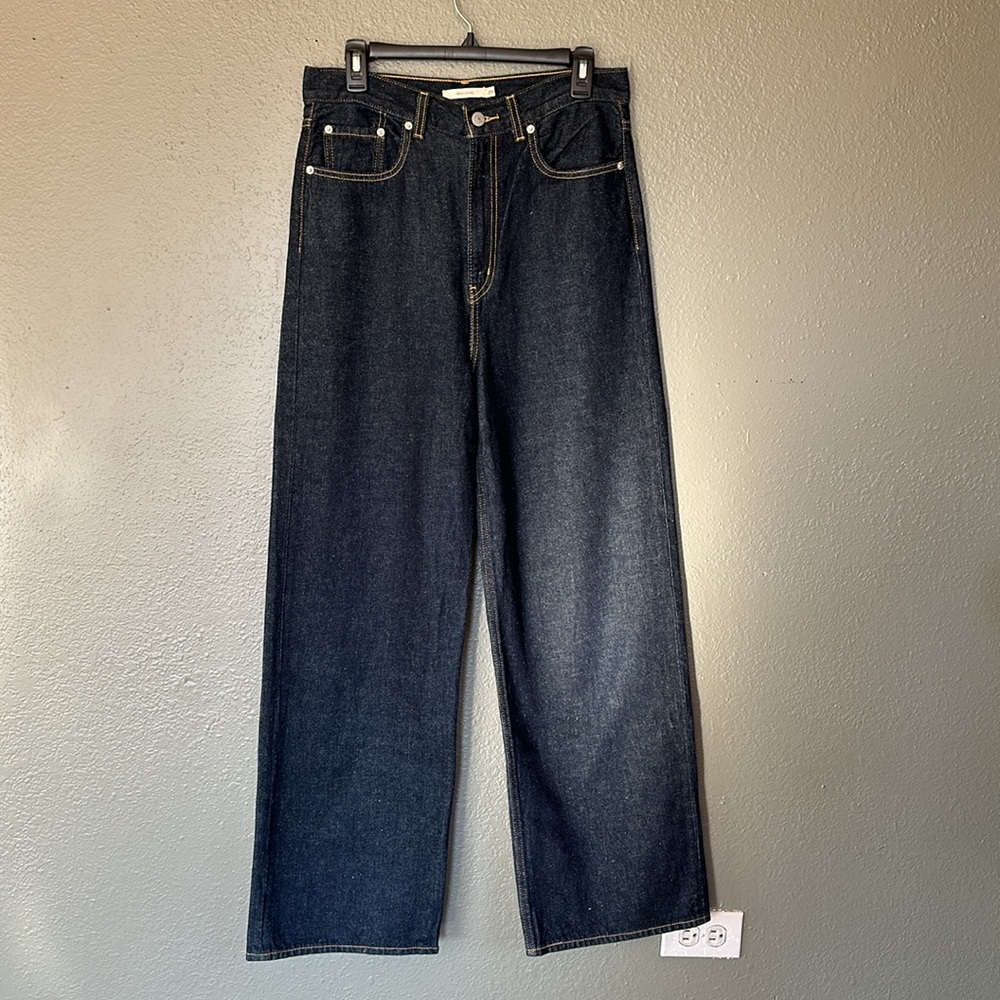 Levi's High Loose Women's Jeans - Dark Blue with Yellow Stitching